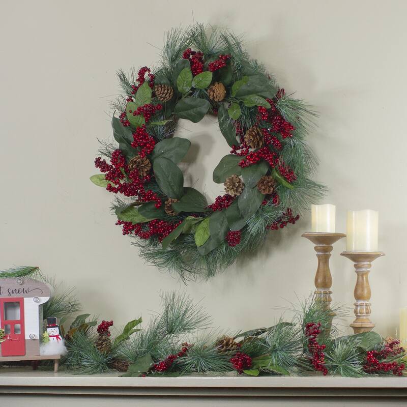 Mixed Pine Berries Artificial Christmas Garland 5' x 6" Unlit
