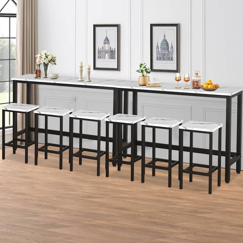 Modern 4 Piece Bar Dining Table and Chair Set, Kitchen High Dining Table Set with Three Stools