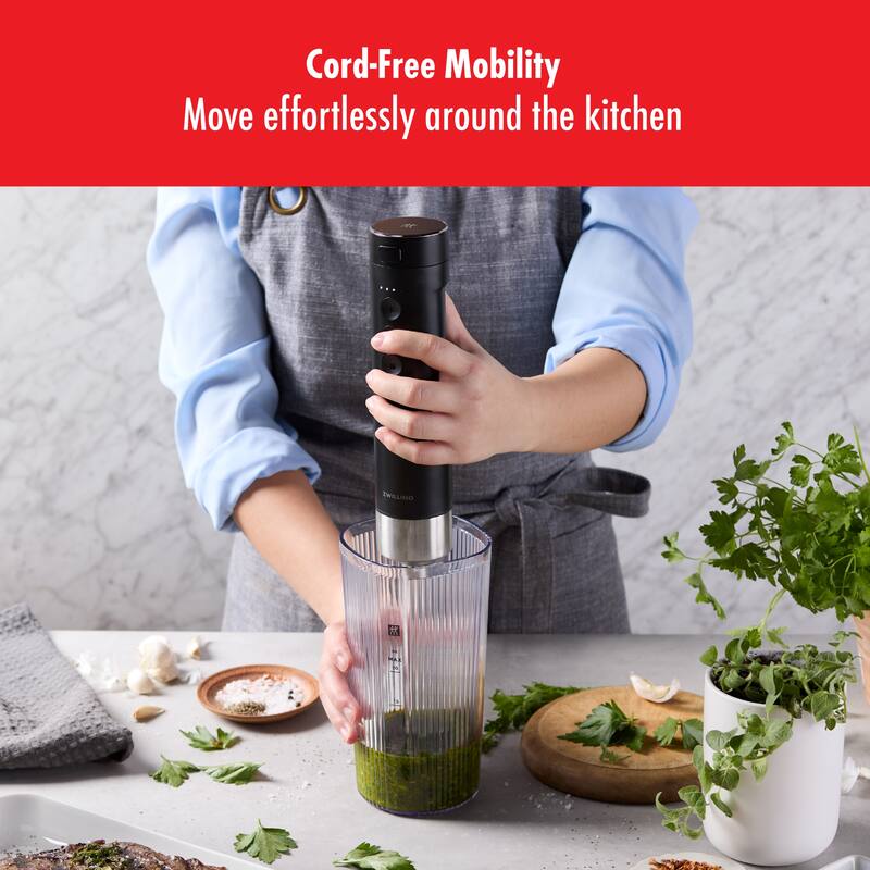 ZWILLING Xtend Cordless Hand Blender and Accessory 4-pc Set (Battery Not Included) - Black