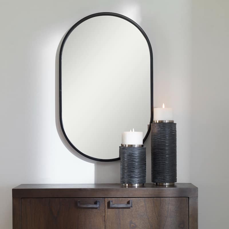 Oval Wall Mirror - 32" - Black