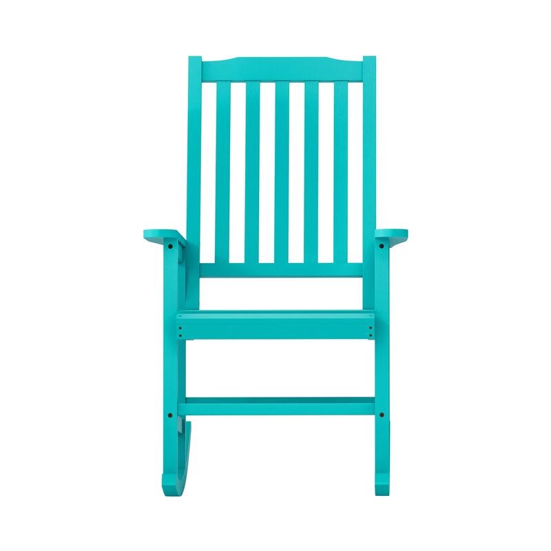 Acacia Wood Outdoor Rocking Chair, Traditional Porch Outdoor Rocker Chairs with Slatted - 43" H