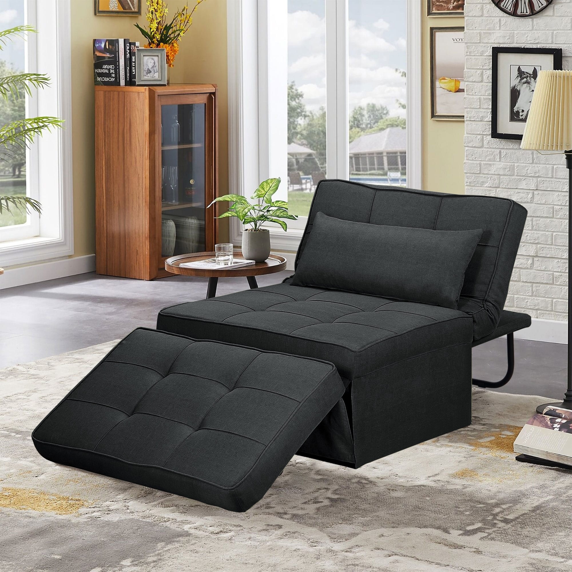 Convertible Futon Sofa Bed Sleeper Sofa Chair Couch Folding Ottoman Back Adjustable for Living Room