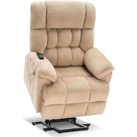 Mcombo Electric Power Lift Recliner Chair with Massage Heat, Adjustable Headrest & Extended Footrest for Elderly, Fabric 7533