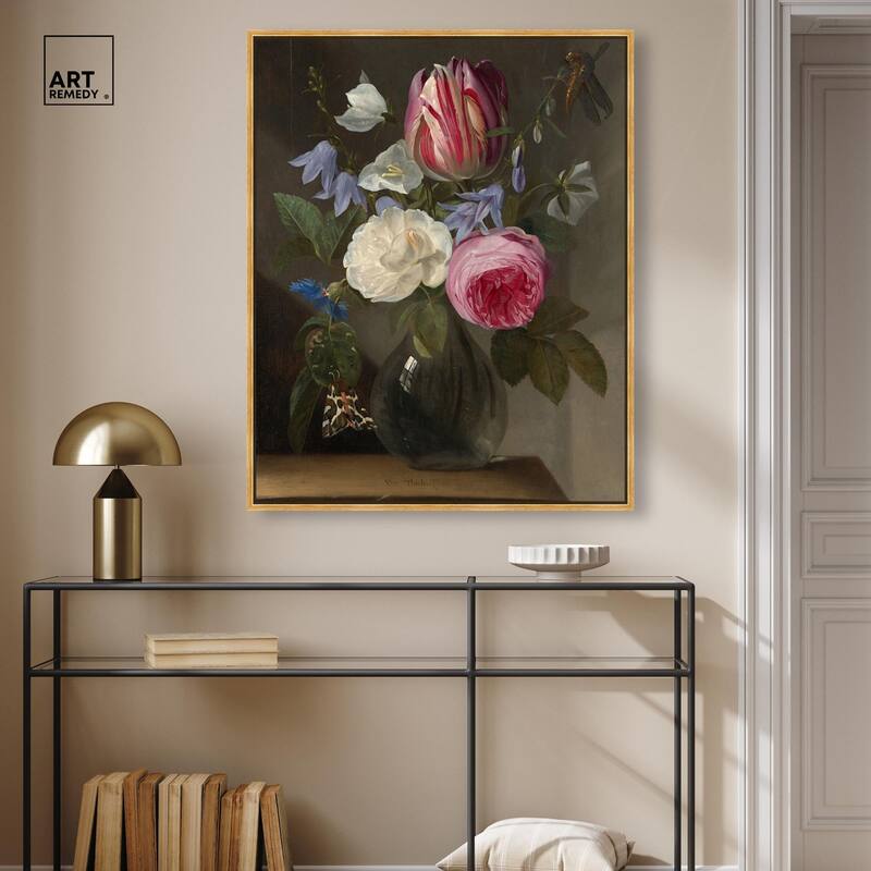Roses and a Tulip Canvas by Art Remedy