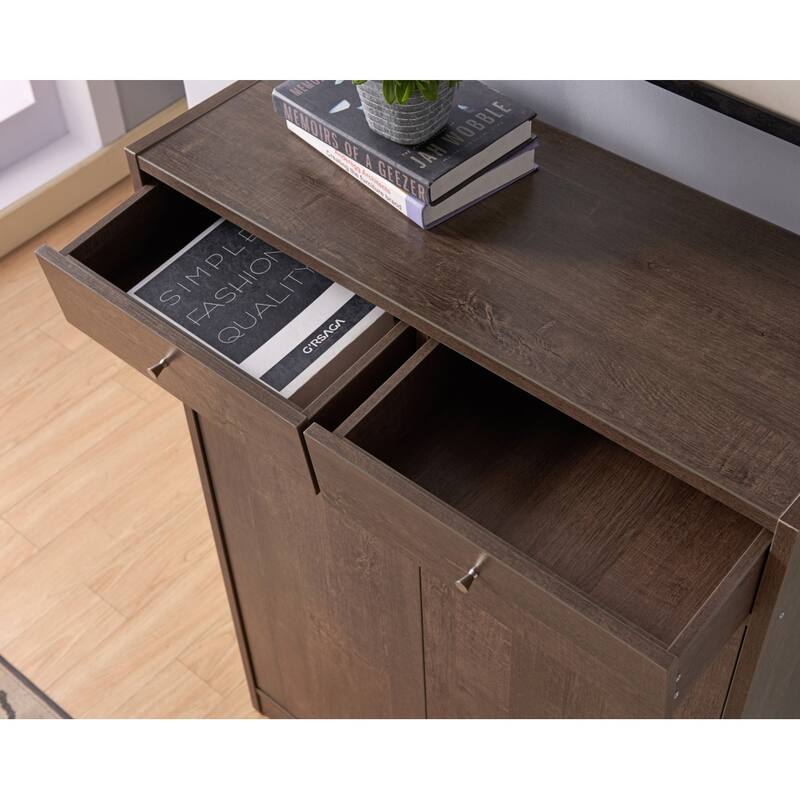 33 in.W 5-Tier Particle Board Shoe Cabinet with 2-Door and 2-Drawer