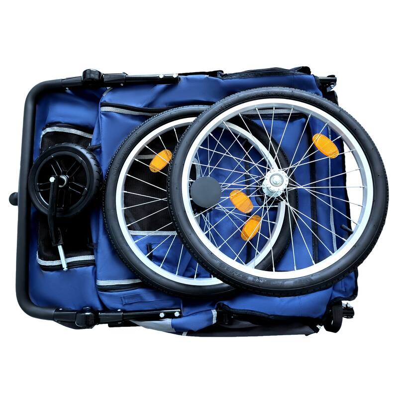2-In-1 Bike Trailer & Push Cart For Pets-Quick Release Wheel,Pockets And Storage Bag,Holds Pets Up To 88 Lbs
