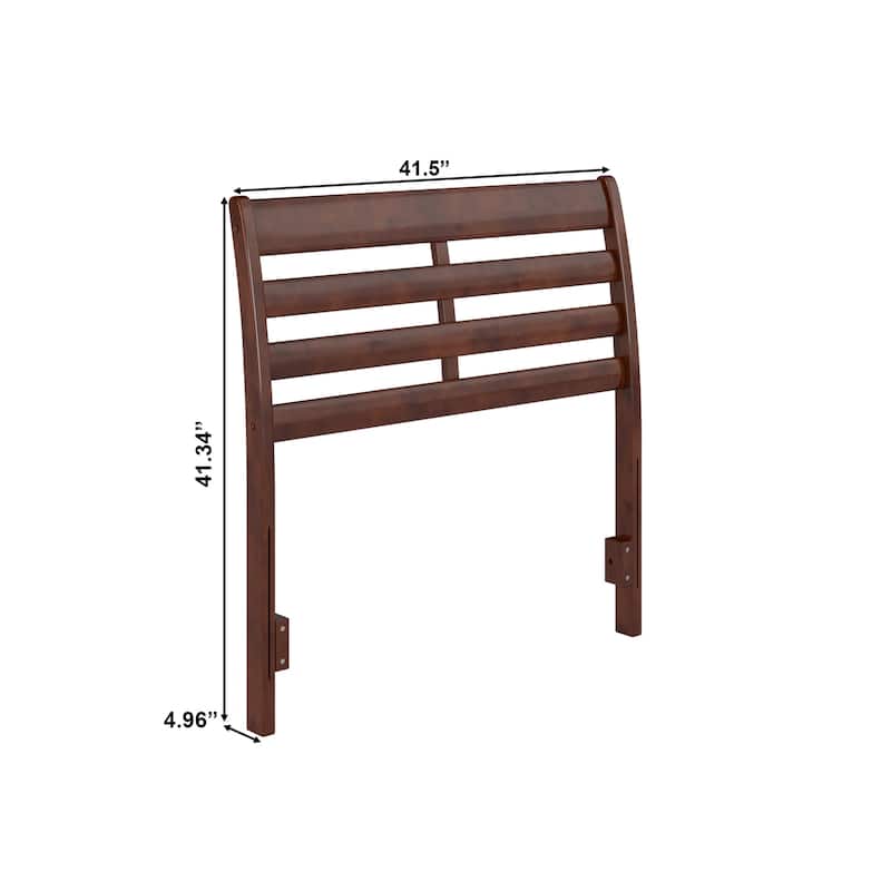 Solid Wood Headboard Twin Size - Walnut Finish, USB Charger, Modern Bedroom Decor