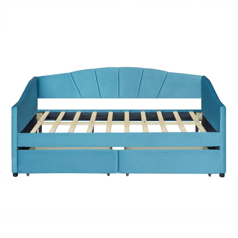 Velvet Upholstered Daybed Twin Size with 2 Drawers or Trundle