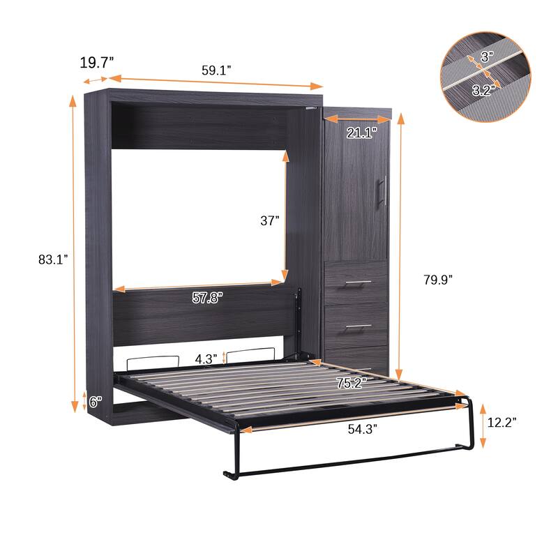 Murphy Storage Bed with Wardrobe and Drawers