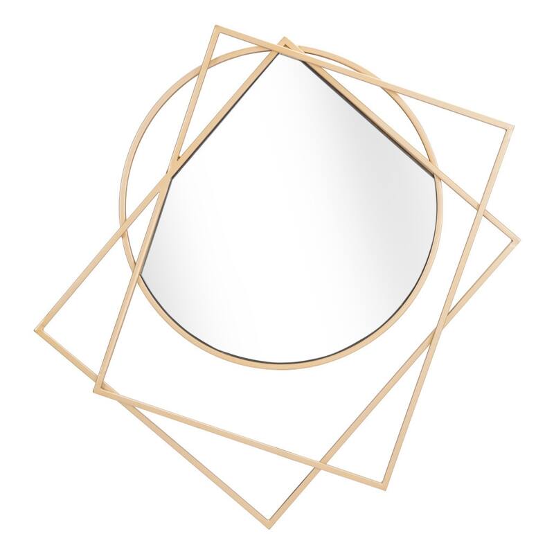 HomeRoots 32" Gold Abstract Framed Accent Mirror