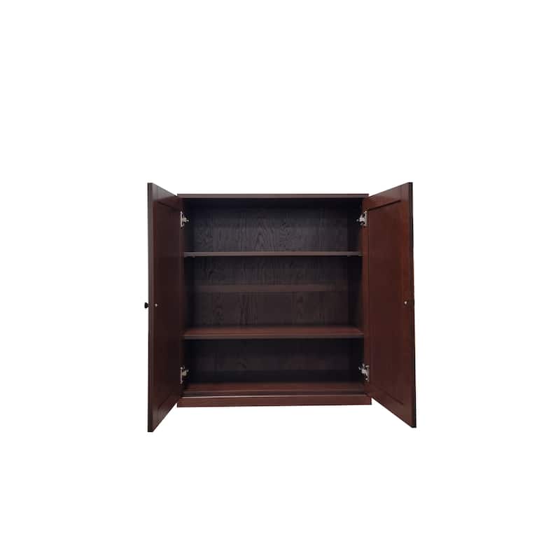 Palace Imports Premium 100% Solid European Oak Hardwood 6-Shelf Modular Bookcase with Bottom Shaker Doors - 32" Wide, 71.5" Tall