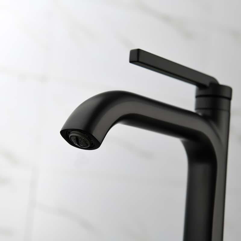 9-12" H Solid Brass Single Handle Bathroom Sink Faucet