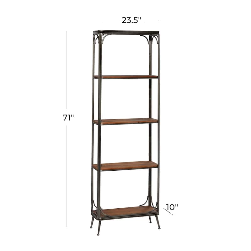 Wood 5 Shelf Shelving Unit - Brown - Roche River Decor