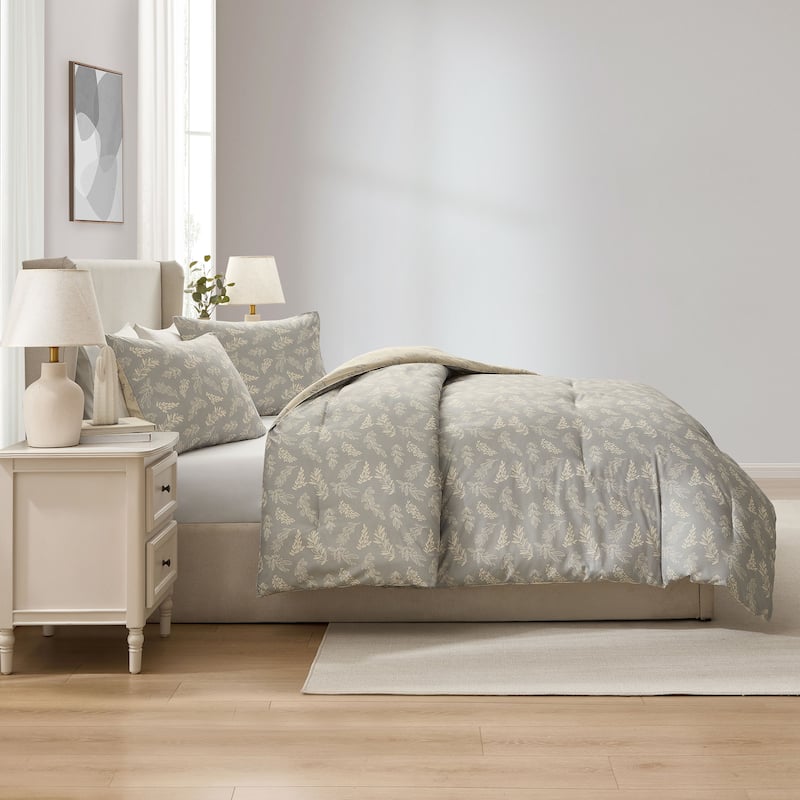 Empyrean 3PC Reversible Botanical Printed Comforter Bedding Set