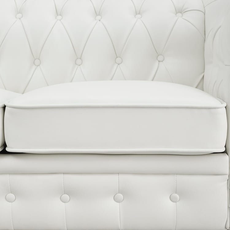 Stylish Sofa Combo: Chesterfield Sofa with Rolled Arms and Button Tufted Flared Arms Microfiber Couch for Small Spaces