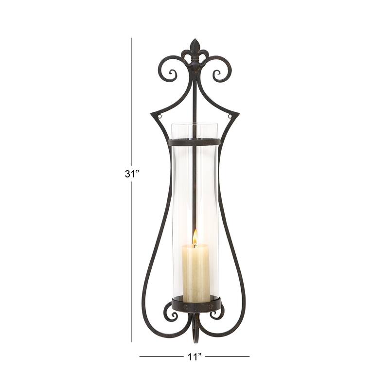 Metal Single Candle Wall Sconce - Black - Roche River Decor