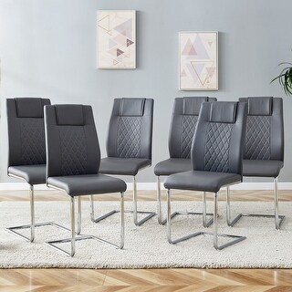 Modern Dining Chairs with Faux Leather Padded Seat Dining Living Room ...