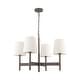 preview thumbnail 6 of 9, 29.5 in. Modern Classic Distressed Antique Brass 4-Light Chandelier with Light Brown Linen Cone Shade for Living & Dining Room
