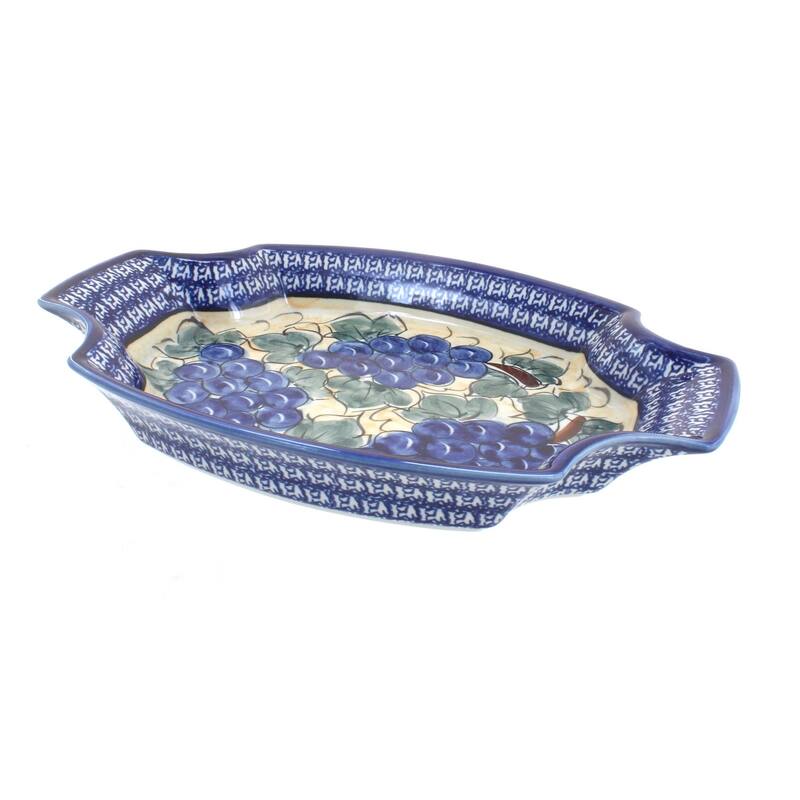 Blue Rose Polish Pottery 1208 Zaklady Large Serving Tray - Grapes