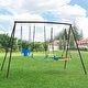 preview thumbnail 3 of 16, EROMMY Heavy-Duty A-Frame Metal Swing Set for Kids - 440lbs Capacity, Includes Saucer Swing & Belt Swing