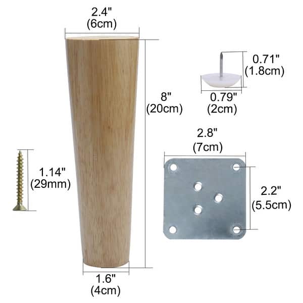8" Wood Furniture Leg Chair Feet Replacement Height Adjuster 2pcs