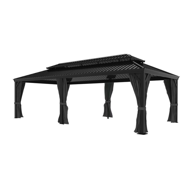 VEIKOUS Outdoor Aluminum Double Hardtop Gazebo Pergolas for Patio Lawn and Garden