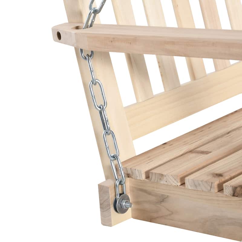 2-Seater Hanging Porch Swing Outdoor Patio Swing Chair Seat with Slatted Build and Chains, 440lbs Weight Capacity
