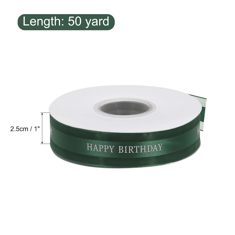 1 Inch Happy Birthday Satin Ribbon 50 Yards Ribbon Roll Bow Decoration - 50 Yards - Dark Green