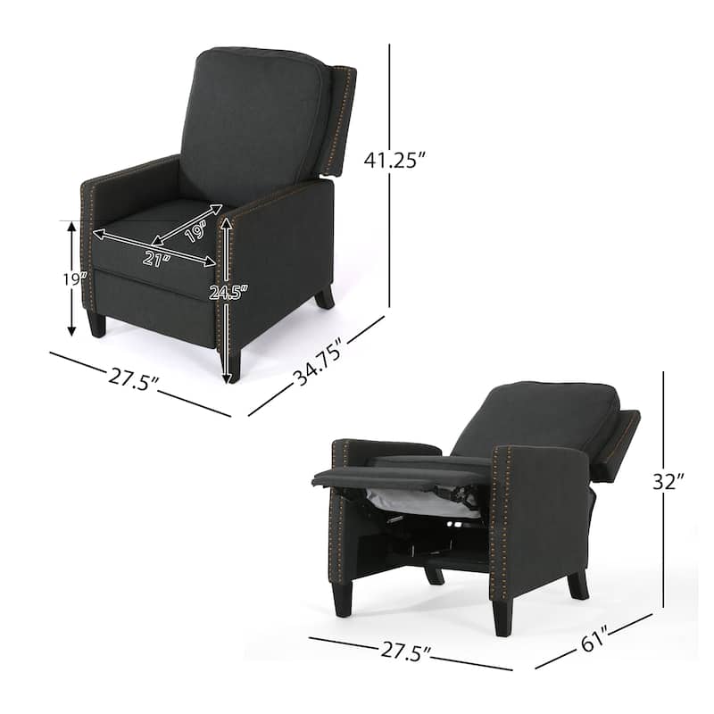 Cecelia Traditional Fabric Pushback Recliner by Christopher Knight Home