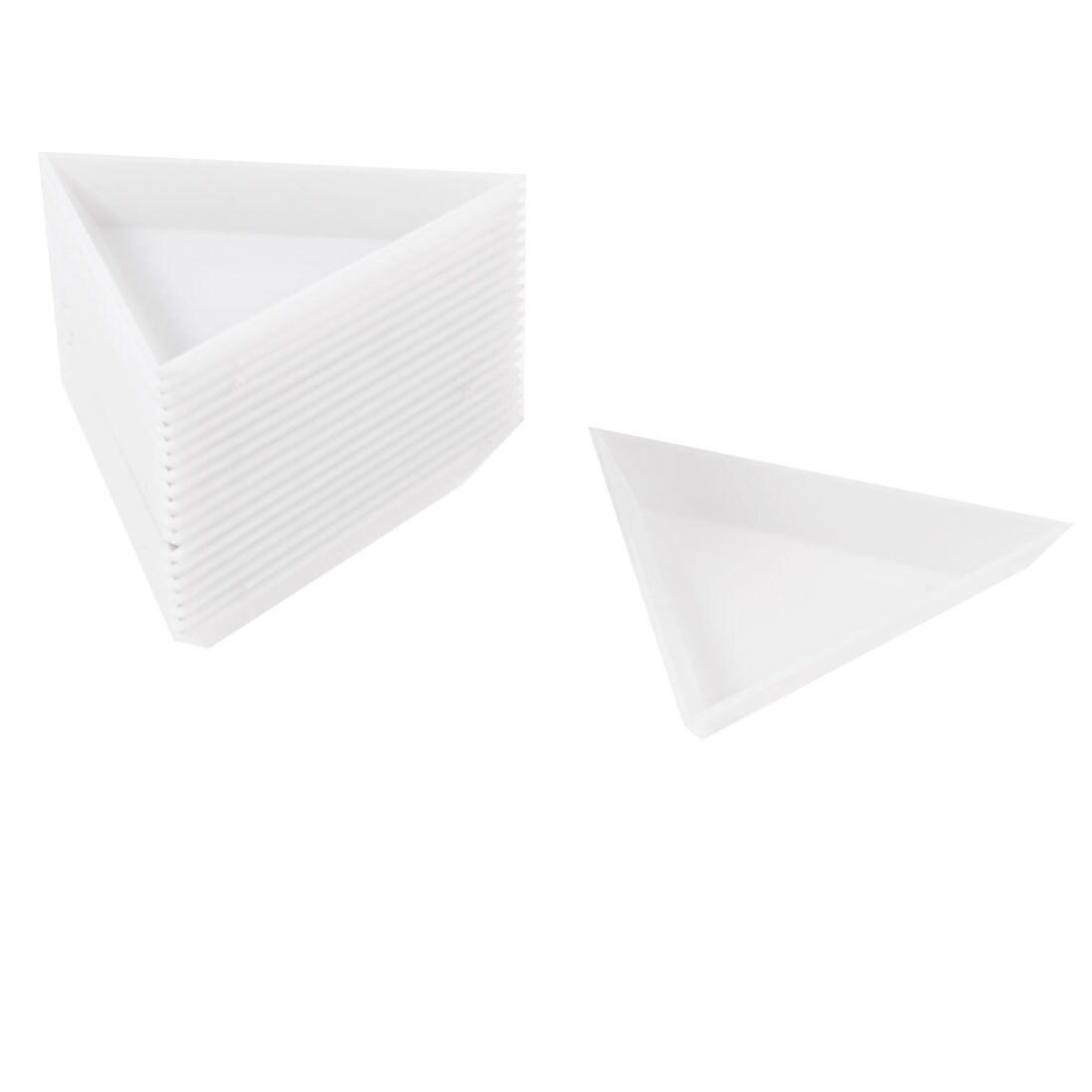 20 Pcs White Plastic Triangle Dish Small Components Collect Plate