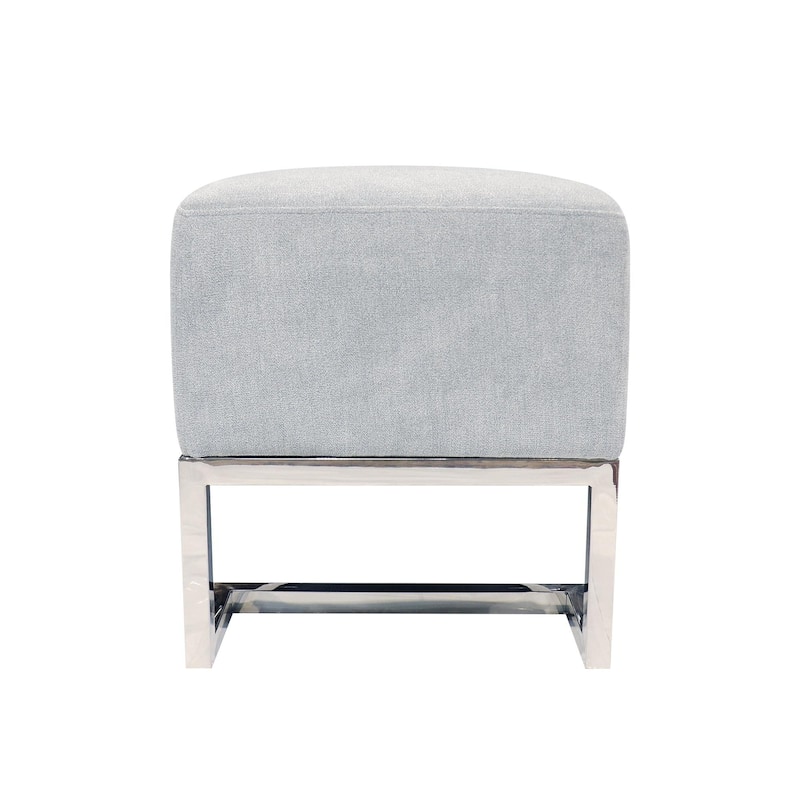 Pasargad Home Luxe Upholstered Stainless Steel Bench - W48"xD16.5"xH17.6"
