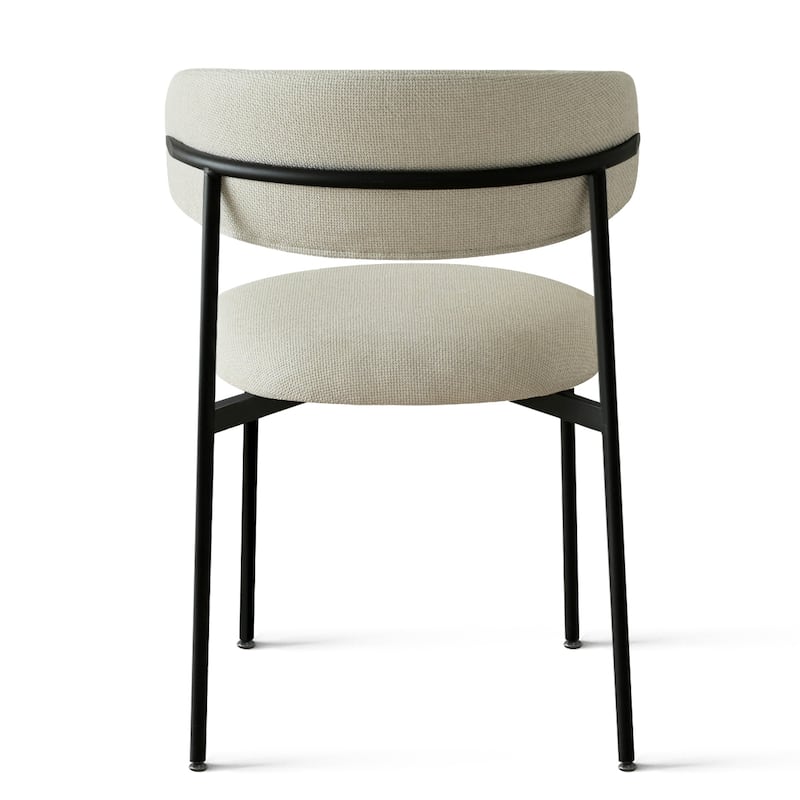 Modern Upholstered Dining Chairs with Curved Open Back and Black Metal Legs (Set of 6)