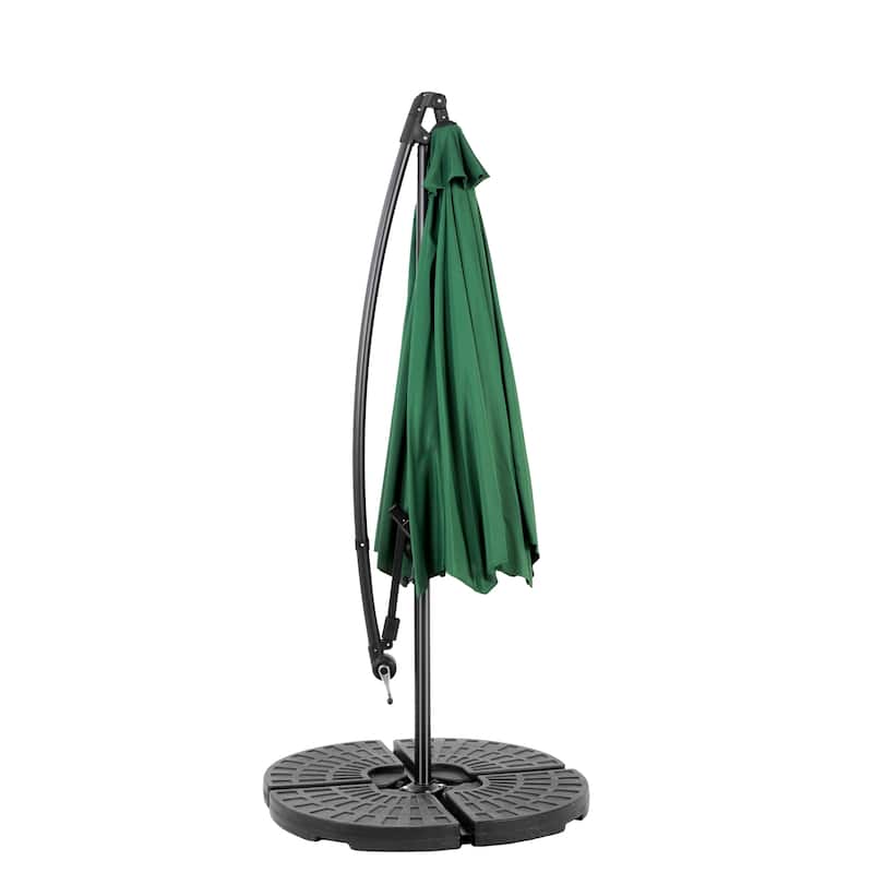 9.64 ft. Steel Market Outdoor Patio Umbrella with 8 Ribs, Offset Hanging Umbrella with Easy Tilt Adjustment - Dark Green