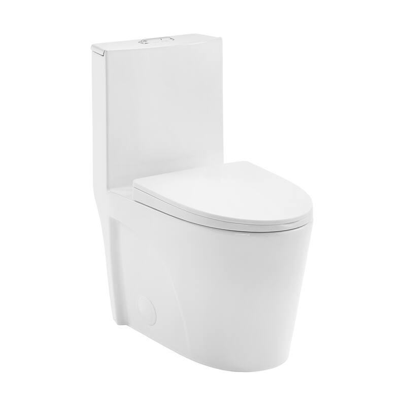 St. Tropez One Piece Elongated Toilet Dual Vortex Flush 1.1/1.6 gpf with 10" Rough In - Glossy White