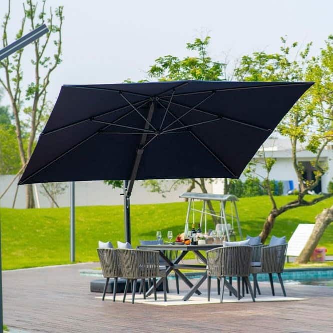 PURPLE LEAF Sturdy Heavy-duty Patio Cantilever Offset Umbrella 360-degree Rotation with Base
