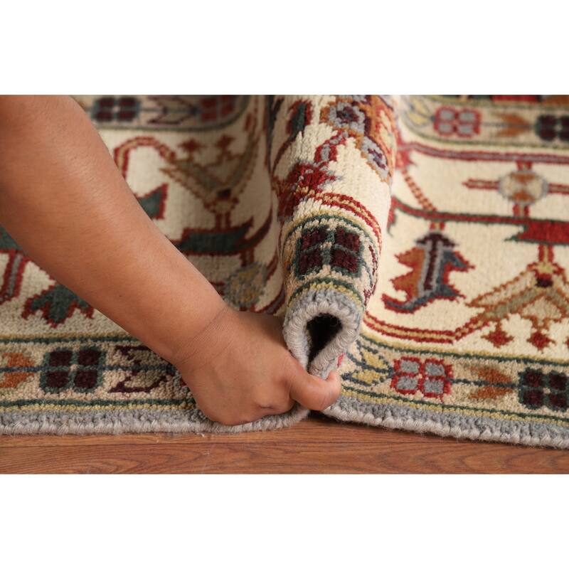 Heriz Serapi Indian Area Rug Handmade Grey Wool Carpet - 8'11" x 11'9"