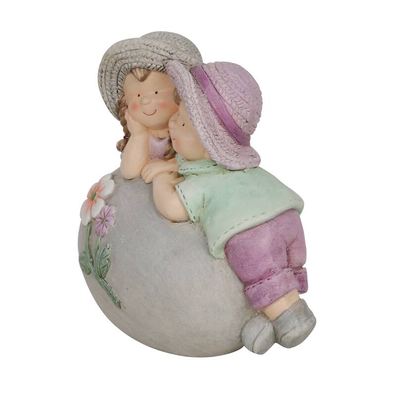 12'' Children Leaning in Stone Statue
