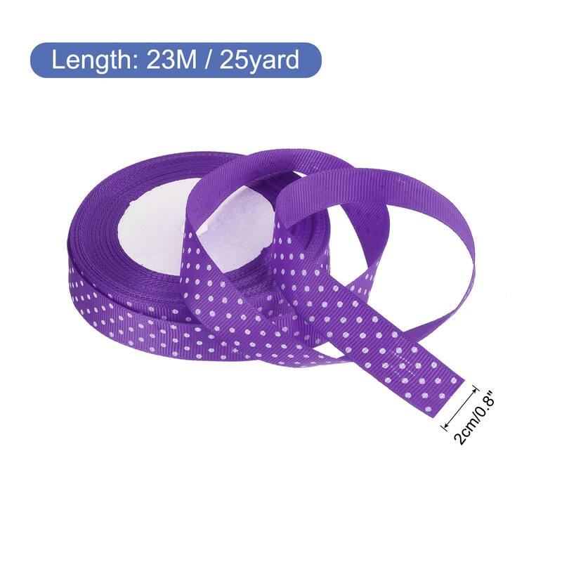 Grosgrain Ribbons with Dots Ribbon Bow Decoration - Deep Purple - 25 Yards 3/4 Inch