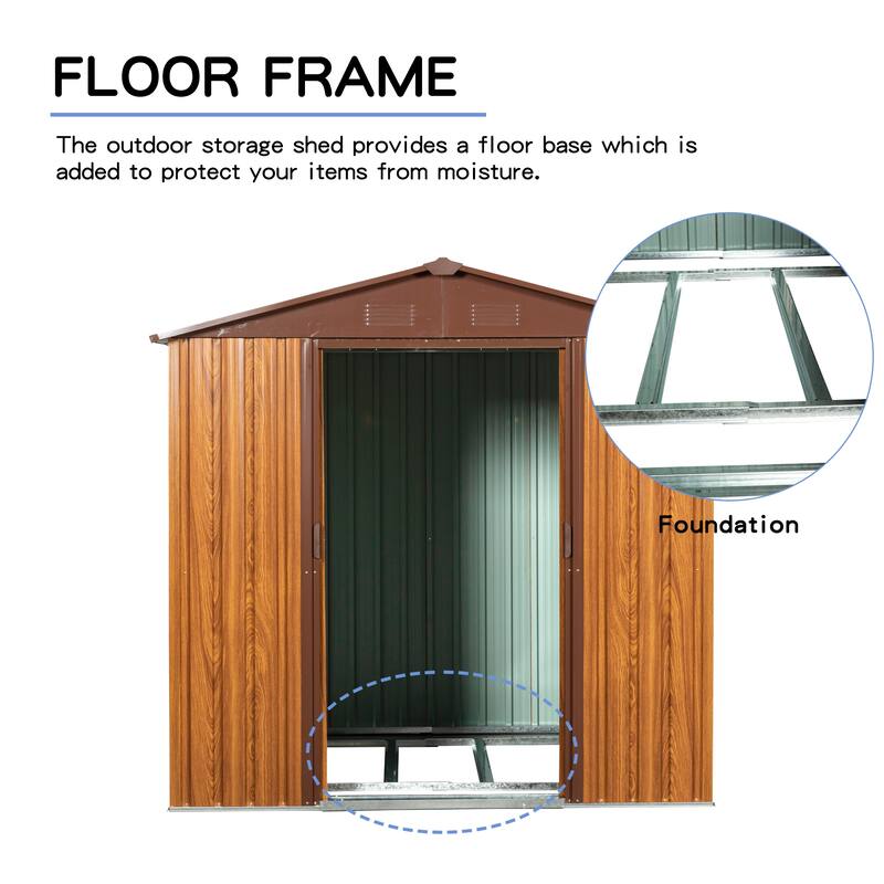 GDF Studio - Rorik Outdoor Metal Storage Shed with Galvanized Steel Panels and Sliding Doors