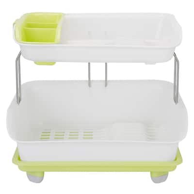 2-Tier Dish Drying Rack with Cutlery Drainer