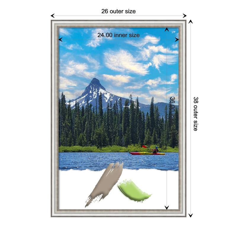 Salon Silver Narrow Picture Frame, Photo Frame, Artwork Frame - 24x36 - Salon Silver Narrow