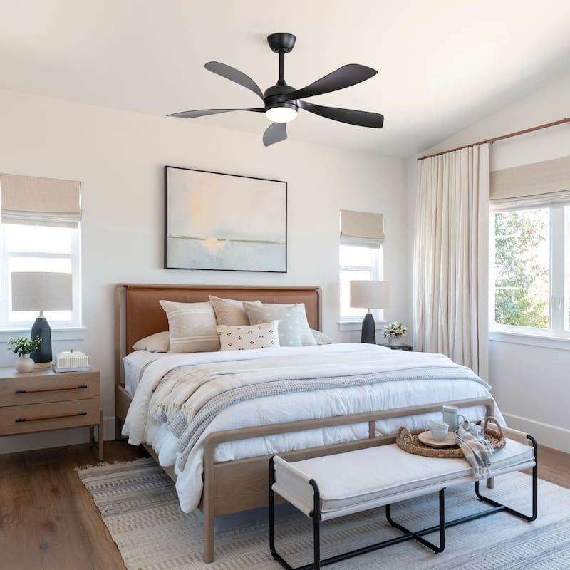 Sofucor 45 Inch Ceiling Fan with Light and Remote,Indoor/Outdoor with 3-Timer,Low Profile Quiet for Bedroom Living Room Patio