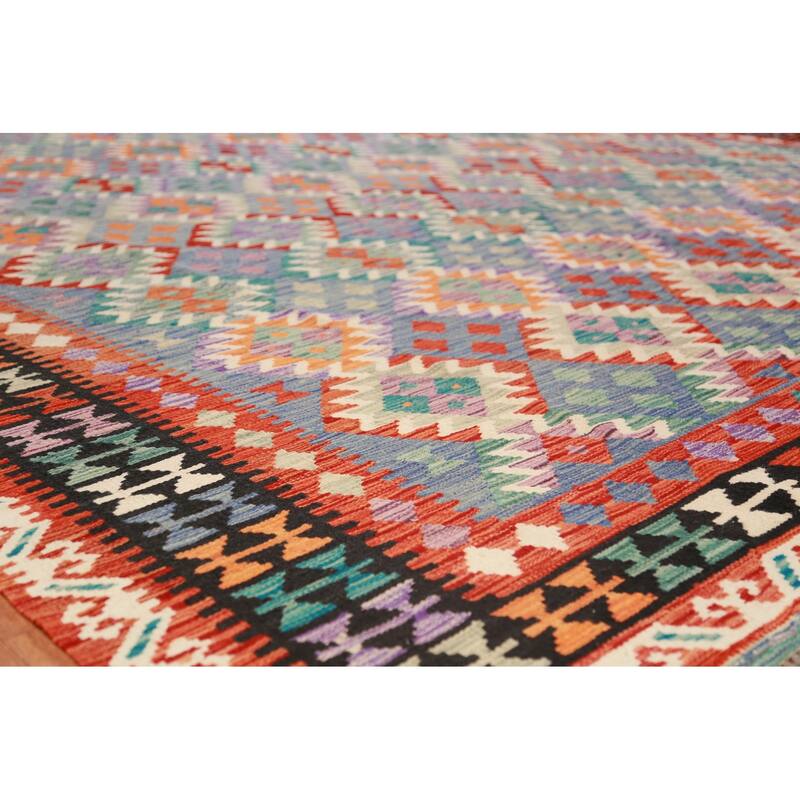 Reversible Kilim Oriental Area Rug Flatweave Home Decor Wool Carpet - 9'9"x 12'7"