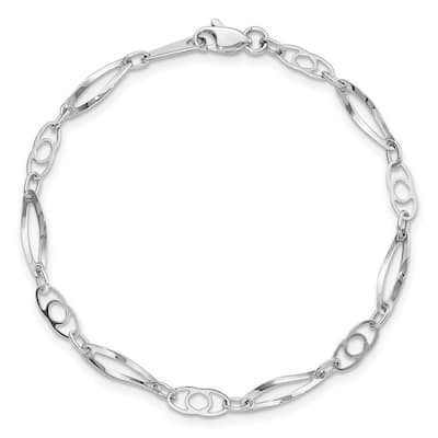 Curata 14k White Gold 7" 4mm Polished Fancy Link Bracelet