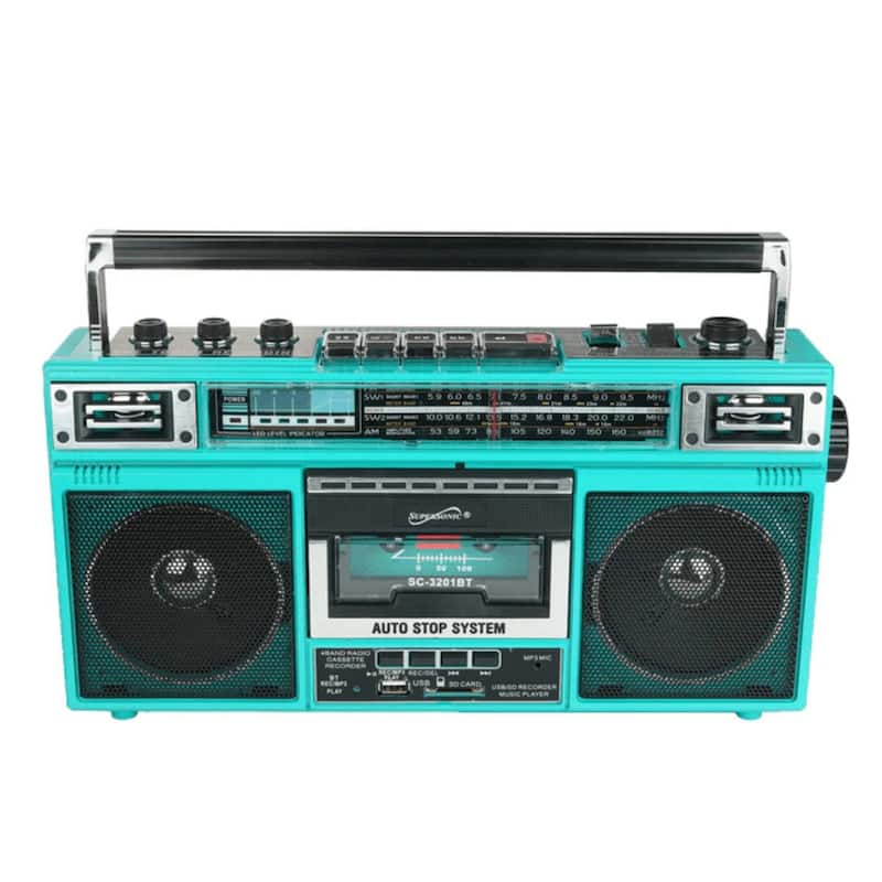 Supersonic 4 Band Bluetooth Radio & Cassette Player + Cassette To Mp3 Converter - Teal