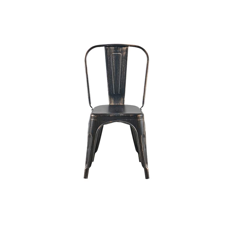 Industrial Metal 18 Inch Stackable Dining Chair Set - Set of 2 - Sanded Black