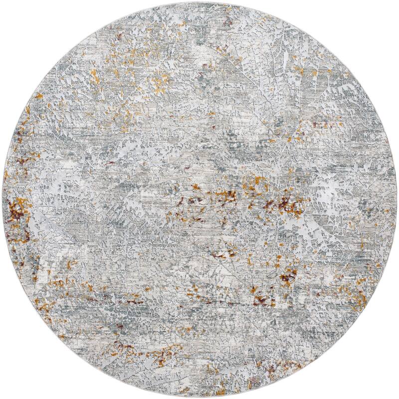 Livabliss Industrial Dresden Color Block Area Rug - 6'7" x 6'7" Round - Gray