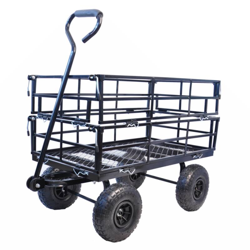 Wagon Cart Garden cart trucks make it easier to transport firewood - Black