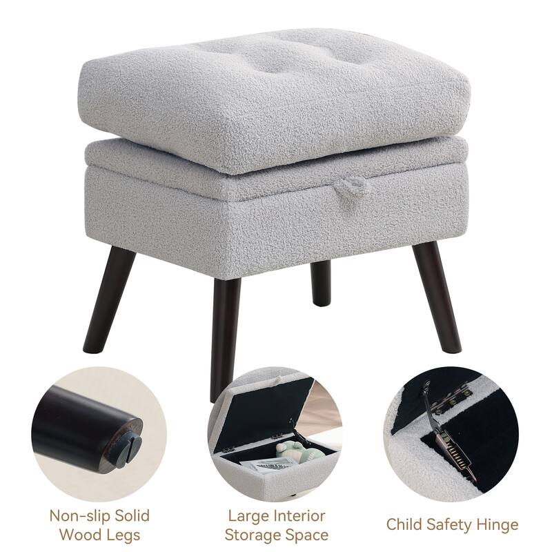 HOMYKA Upholstered Chaise Lounge Chair with Adjustable Backrest Storage Ottoman