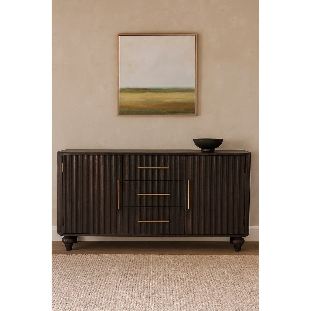 Artisan Furniture Solid Wood Savoy Sideboard, Black Ash, 2-Doors ,3-Drawers